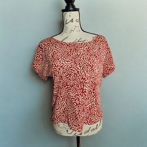 Forever 21/ I Love H81 Medium Red and Cream Blouse